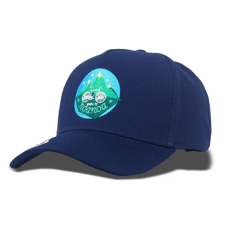 Bicycle Pattern Embroidery Blue Baseball Cap
