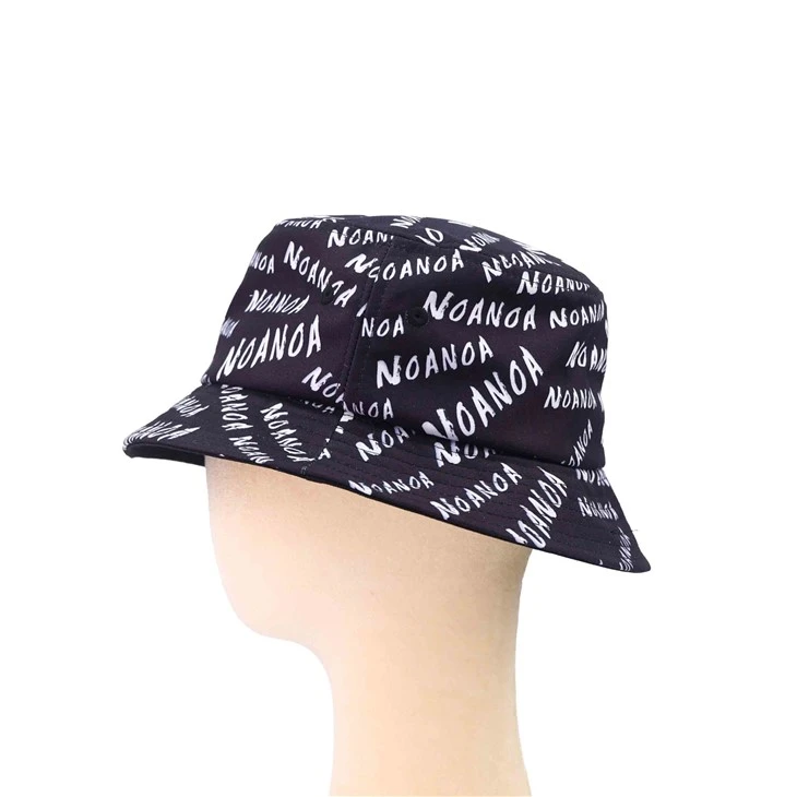 High-end Black Branded Printed Bucket Hat
