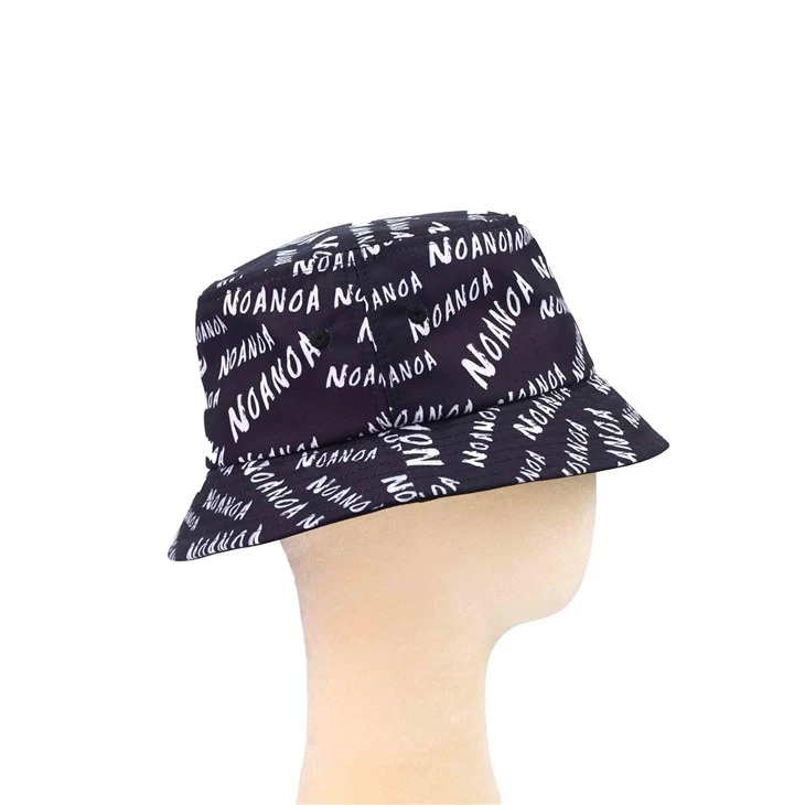 High-end Black Branded Printed Bucket Hat